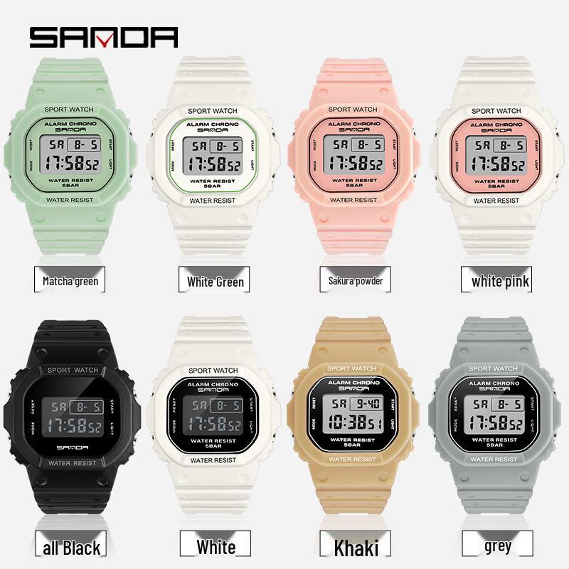 Sanda Multifunctional Waterproof Luminous Square Sport Watch - Fashionable Student Wristwatch