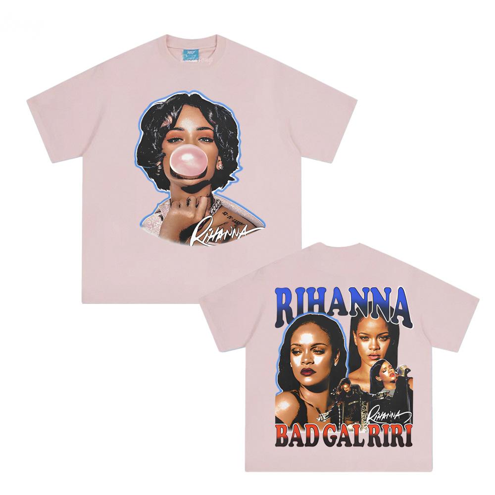 Футболка RIHANNA BUBBLEGUM Футболка с коротким рукавом в том же стиле певицы Рианны 100% Хлопок Модная Удобная Одежда Harajuku Летняя Футболка