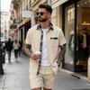 Men S Waffle Plaid Short Sleeve Shirt And Shorts Two Piece Set