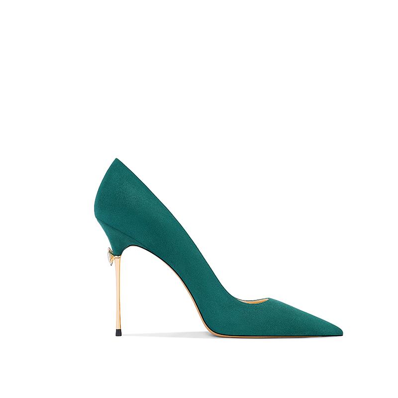 Осенние высококачественные женские туфли на высоком каблуке, классические туфли-лодочки с острым носком, модные туфли на тонком каблуке для офиса