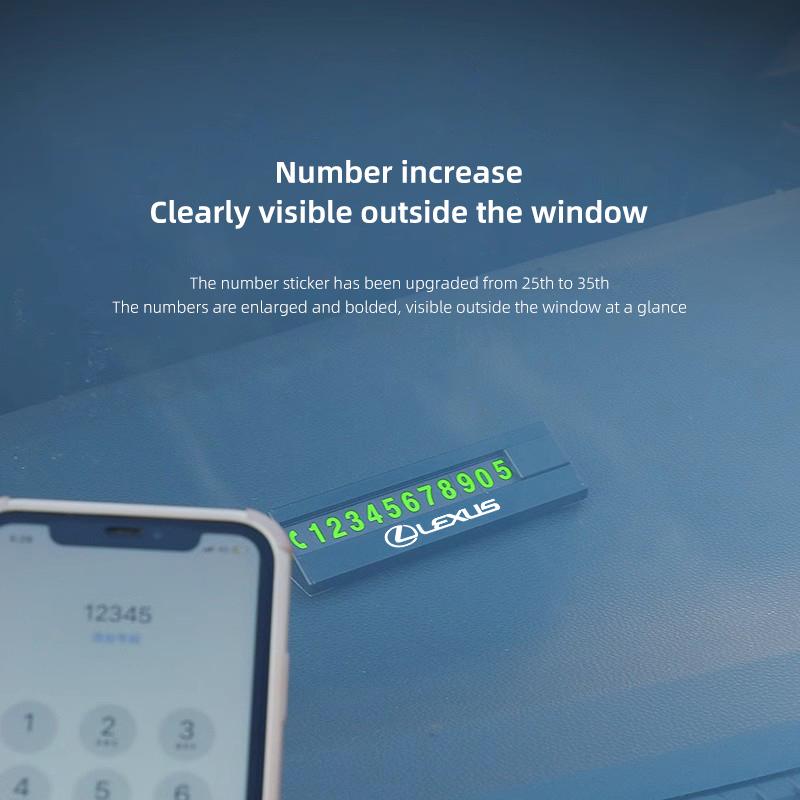 Car Temporary Parking Card Car Noctilucent Phone Number Plate For Lexus F SPORT LBX NX RX 350h 450h ES UX 300e GS GX IS LS LX CT AER1