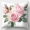 Elegant Pink Rose  White Floral Pillow Covers  Square   Contemporary Living Room Decor for Sofa  Accent Pillows