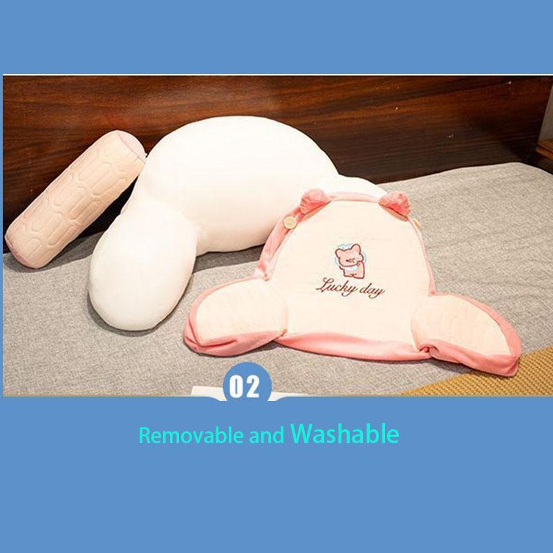 Cute Animal Lumbar Support Pillow Summer Ice Silk Surface Backrest Cushion With Removable Neck Pillow For Bed Sofa Office Chair