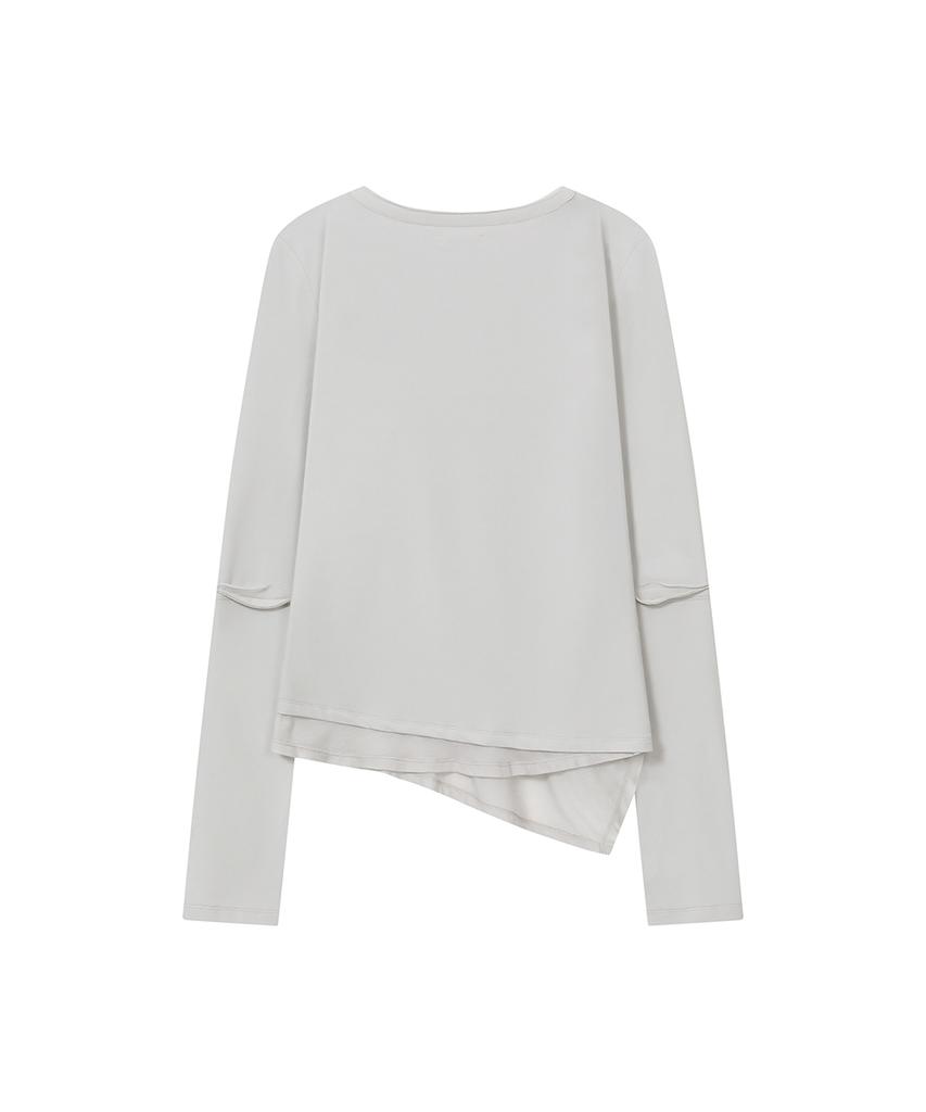 MISEKI SEOUL Slash Button Layered Long Sleeve Light Gray