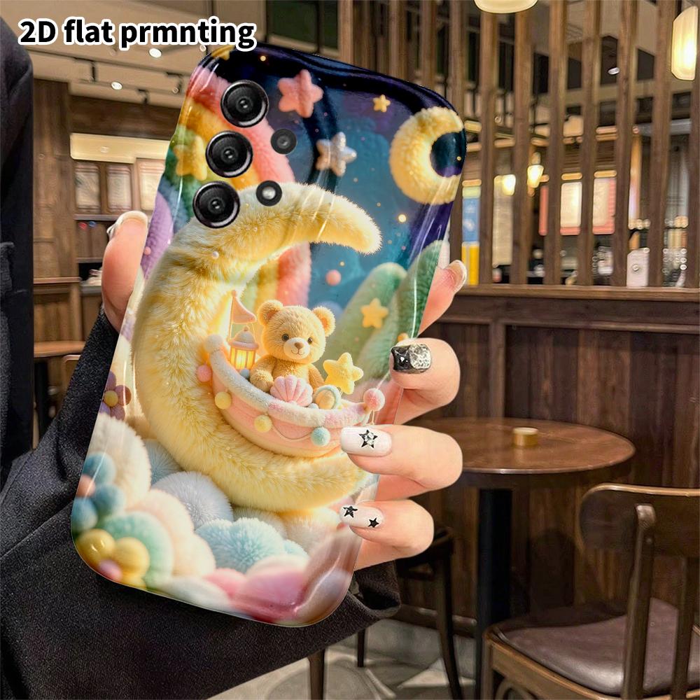 Phone Case: 2D flat, suitable for Samsung Galaxy A34 A35 M05 M06 S20 S22 S21 FE Plus 5G protective case, moon little bear cradle, perfect Christmas an