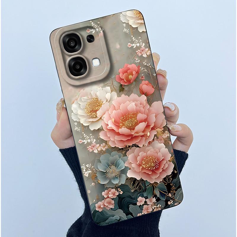 Чехол для Oppo A6 Pro 5G 4G Модный Минимализм Масляная Живопись Цветочный Силиконовый Мягкий Корпус Телефона Новый Дизайн Ударопрочная Задняя Крышка