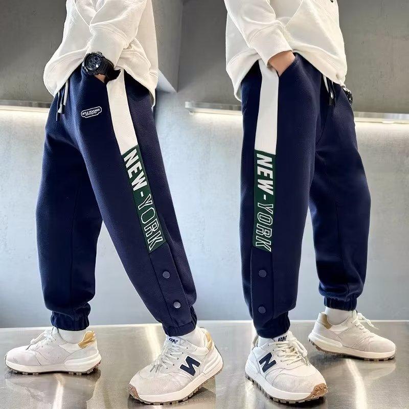 Брюки для мальчиков весна-лето-осень Брюки для детей и подростков Тонкие детские спортивные прямые брюки Модные брюки с тремя полосками Модные