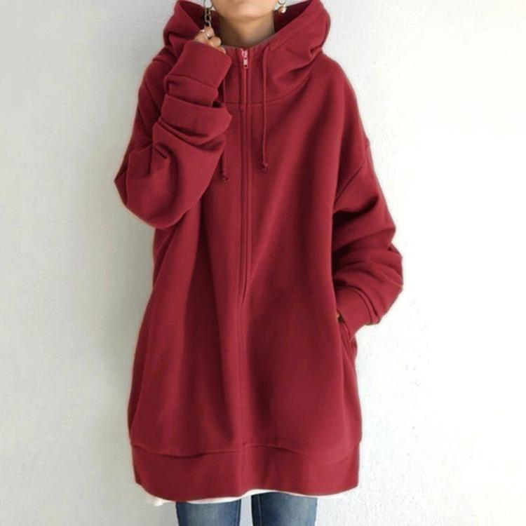 Women's Casual Loose Fit Comfortable Long Full Zip Hoodies Sweatshirts for Spring Autumn Multicolor