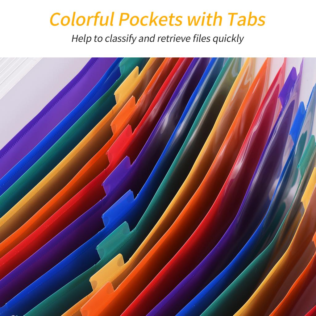 Accordian File Folder Organizer 24 Pockets Expanding File Bags with Cover A4 Letter Size Document