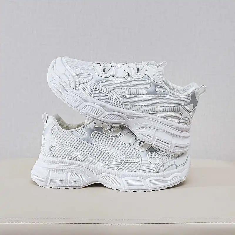 Fashion Mash Lace Up Pink Women's Shoes Vulcanize Sneakers Woman Luxury White Trainers Women Sports Wide Foot New Collection