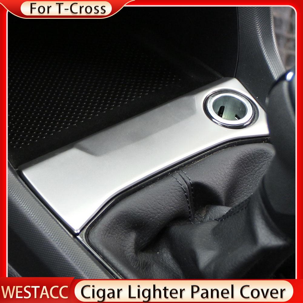 Car Center Control Cigarette Lighter Panel Trim Sticker Cover for Volkswagen VW T-cross Tcross 2018    2022 2023