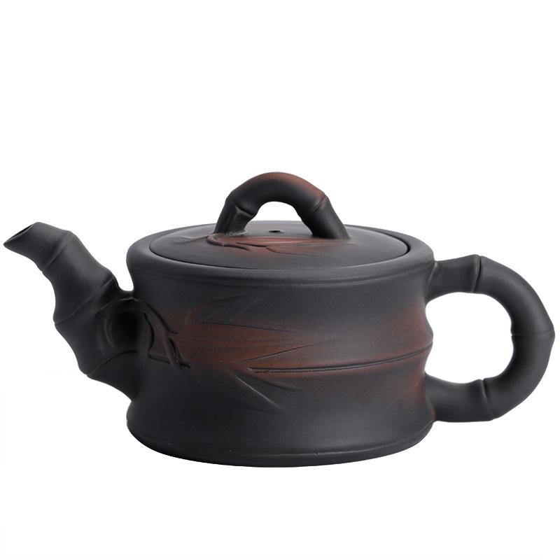 Чайник из бамбука с фиолетовой керамикой Цзяньшуй, расписанный вручную, старинный рельефный чайник, домашний чайник, чайный сервиз кунг-фу