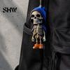 Creative Halloween Party Favors 2Pcs Hoodie Skeleton Ornaments, 2D Flat Acrylic Pendants, Gothic Car Rearview Mirror Hanging Ornament Style Ornaments