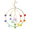 Crystal Sun Moon Wind Chime Sunlight Catcher Colorful Beads Round Border Indoor Bedroom Baby Room Ornament Decor