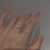 2/4Pcs Finger Ring Heart Shining Cubic Zirconia Inlaid Opening Adjustable Finger Band Jewelry Accessory