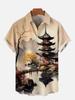 Men's Shirt Chinese Landscape Bamboo 1D Printing Short Sleeve Ethnic Style Single Breasted Source Factory