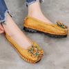 Women Loafers Genuine Split Leather Flat Heels Flower Round Toe Soft Solid Sandals Platform Ladies Shoes