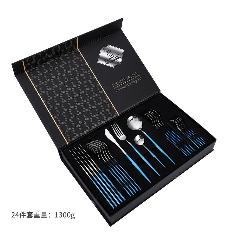Stainless Steel Tableware Knives, Forks and Spoons 24-piece Set Western Tableware Steak Knife Gift Box Set