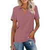 Women's Short Sleeves T Shirts Summer V Neck Shirts Collared Casual Basic Tees Blouse