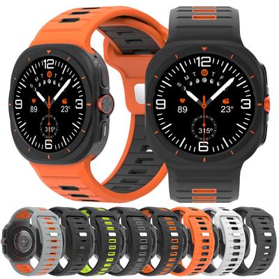 Спортивный силиконовый ремешок для Samsung Galaxy Watch Ultra 47 мм, мягкий двухцветный ремешок для Samsung Galaxy 7 Ultra, ремешок без зазоров