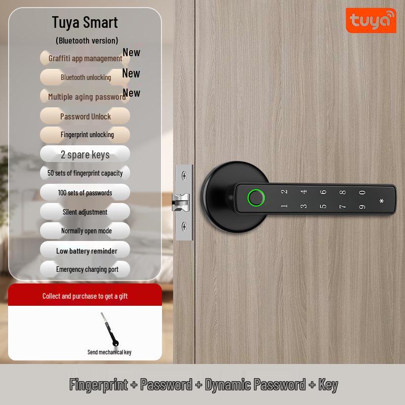 Замок-ручка двери с отпечатком пальца и Bluetooth-приложением, Дизайн "Граффити", Открытие одним касанием, Бесшумная работа для домов и офисов