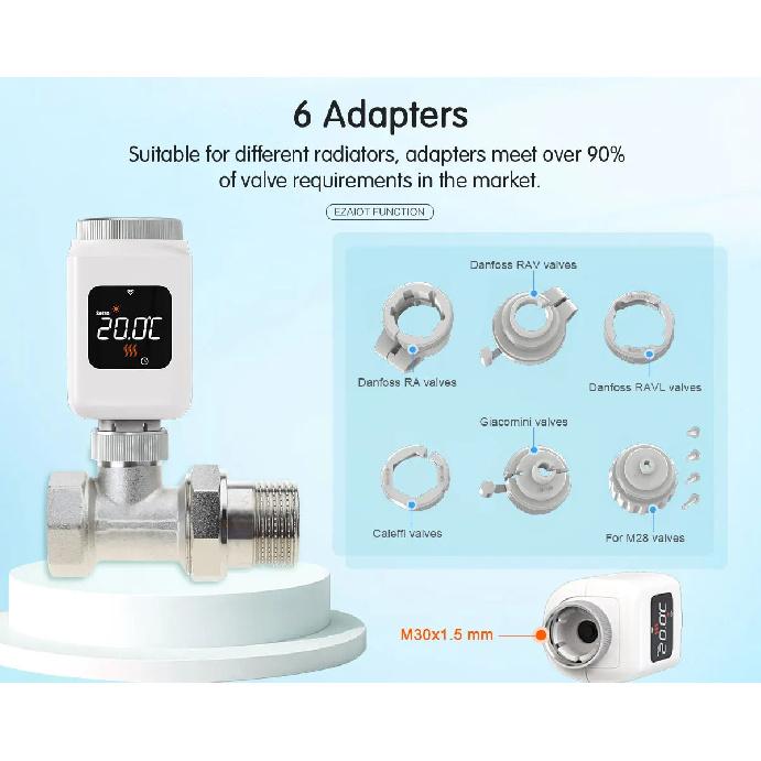 Tuya Smart WiFi Thermostatic Radiator Valve TRV Programmable APP Remote Temperature Controller Heater with Alexa Google Home