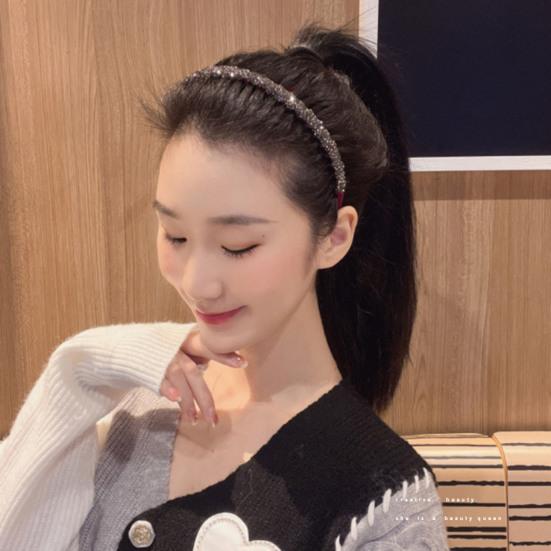 Женская волнистая повязка на голову, нескользящая узкая полоса с блестящими стразами и зубцами, ободок для волос, мытье лица, женские волосы