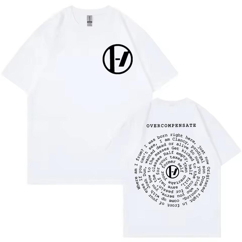 Twenty One Pilots Overcompensate Lyric Unisex Clothing Tee Shirt Homme New Short Sleeve Round Neck Printed Pullover T Shirt 50416