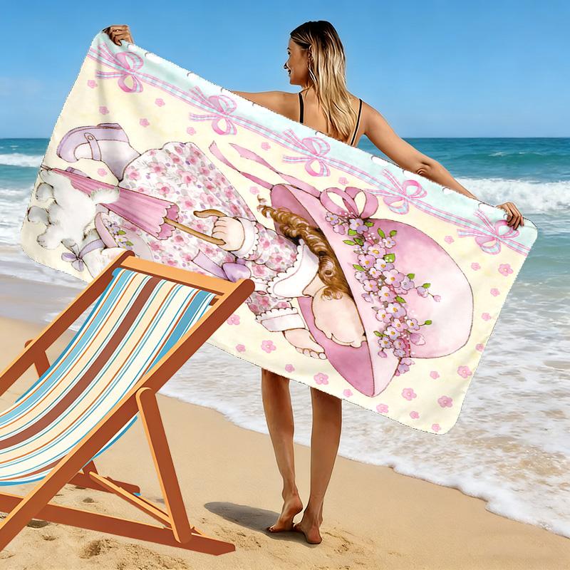 SaraKey Print Beach Towel, Large Soft Quick Dry Towel for Beach Camping Swimming