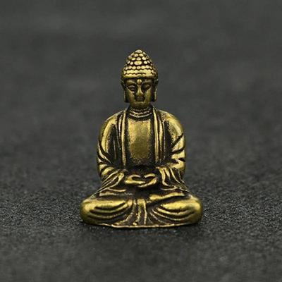 Мини портативная ретро латунная статуя Будды карманная скульптура сидящего Будды домашний офис стол декоративное украшение подарок
