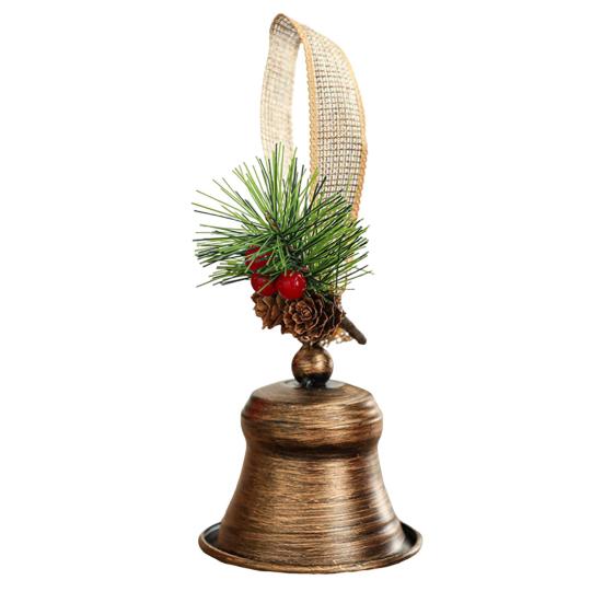 Christmas Bell Hanging Ornaments Rustic Metal Bell Decoration with Artificial Pine