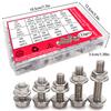 132pcs stainless steel hexagonal flange bolt and nut set, M5, M6, M8 flange bolts and nuts, flange plate, for DIY projects.