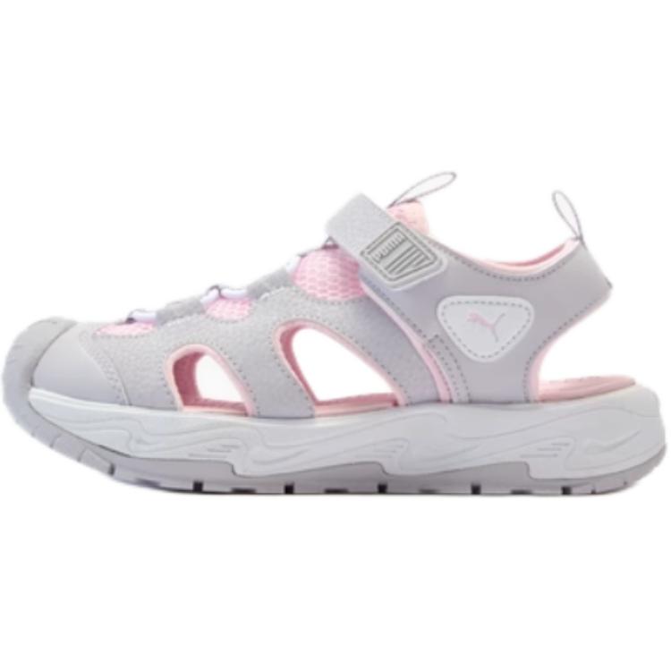 Puma Fun Racer Terra Fabric Comfortable Versatile Breathable Low Top Kids Sandals Kids Sandals Gray Pink 406339-04