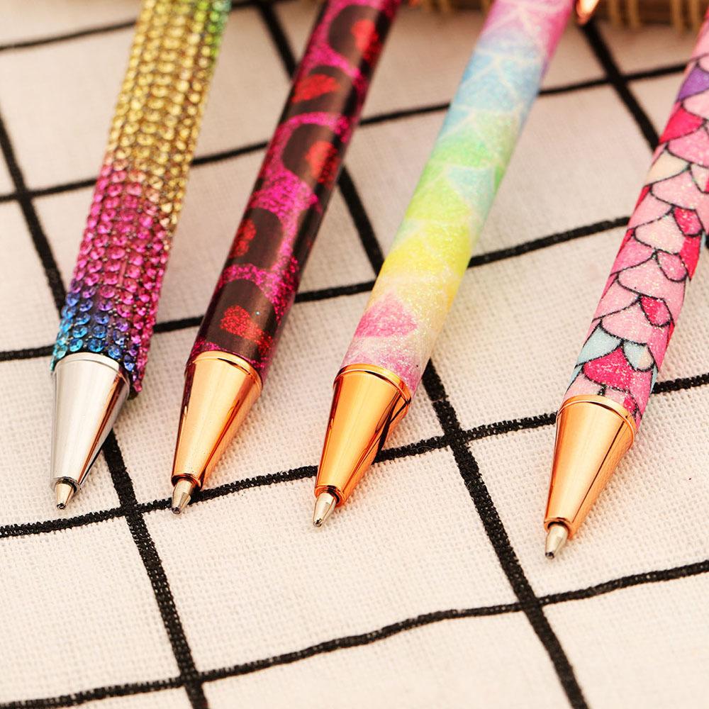 Шариковая ручка для пресса, роскошные милые свадебные металлические канцелярские принадлежности, школьные канцелярские принадлежности, вращающиеся 4 шт.