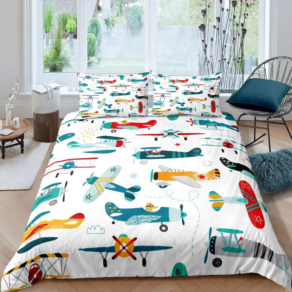 Комплекты пододеяльников для самолетов размера Queen King, комплект постельного белья с рисунком самолета для детей, мальчиков, девочек, авиационная тематика, пододеяльник