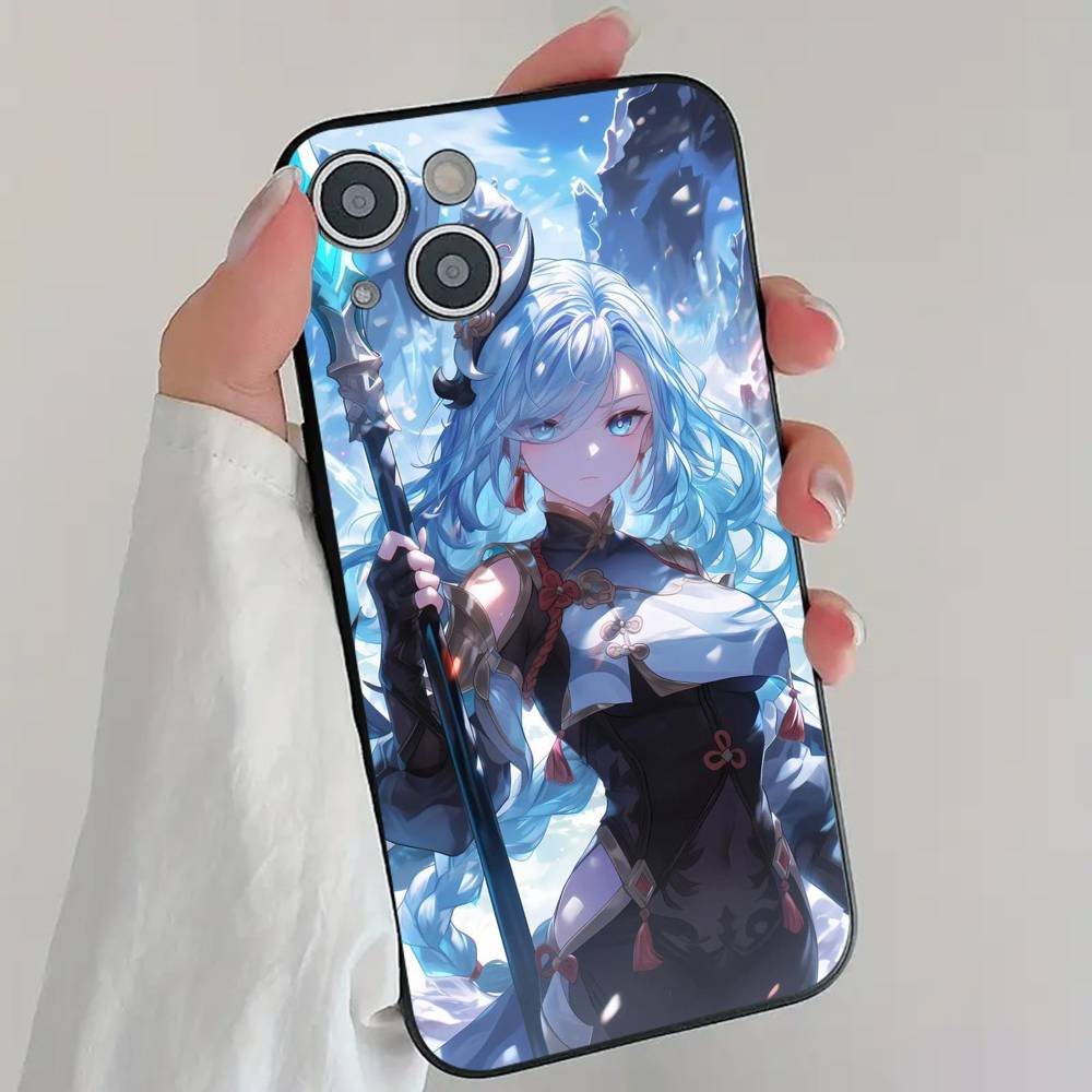 Anime Game G-Genshin I-Impact Characters Phone Case Cool Black Silicone Soft For IPhone 16 15 14 13 12 11 X XR Plus Pro Max Plu
