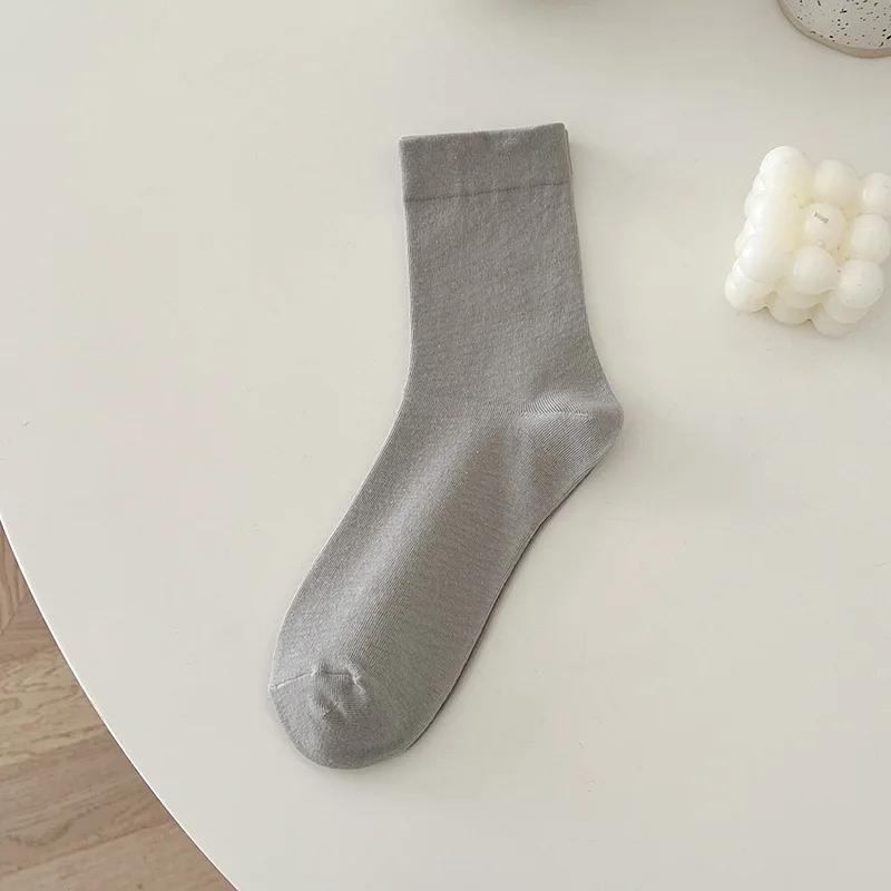 Женская мода Harajuku Streetwear средние носки-трубы японские милые девушки однотонные хлопковые длинные носки
