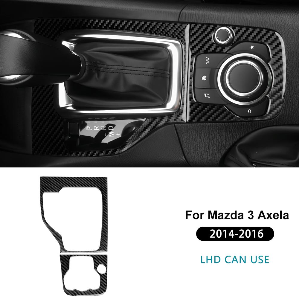 Real Soft Carbon Fiber Sticker For Mazda 3 Axela 2014 2015 2016 LHD RHD Car Automatic Gear Shift Panel Interior Trim Accessories