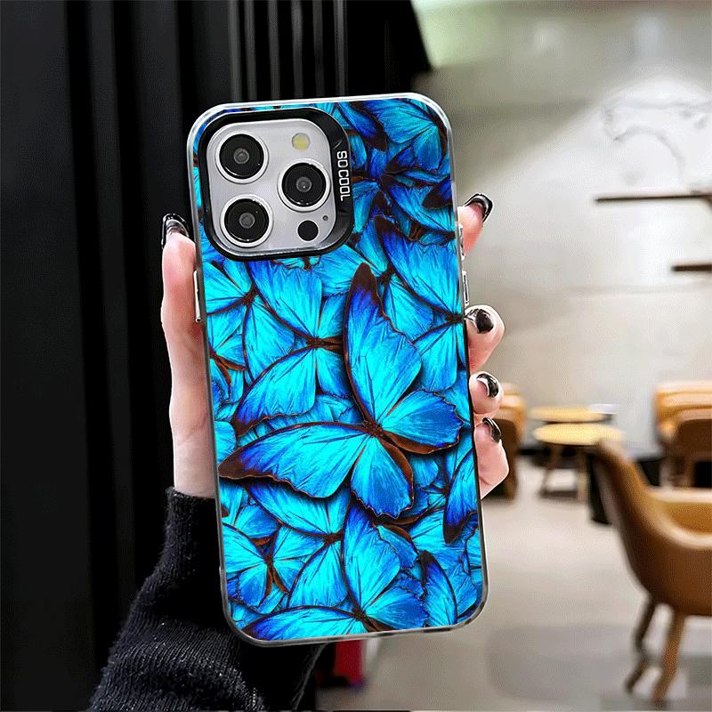 Синяя бабочка Эстетика Ударопрочный чехол для телефона для iPhone 17 Air 16 16E 15 Pro Max 14 Plus 13 Mini 12 Задняя крышка Анти-падение Fund