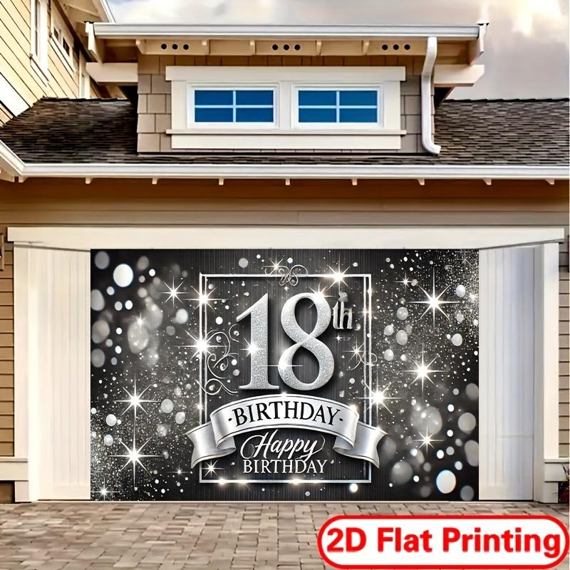2D flat-print banner for 18th birthday celebration - Polyester party decoration suitable for home and garden