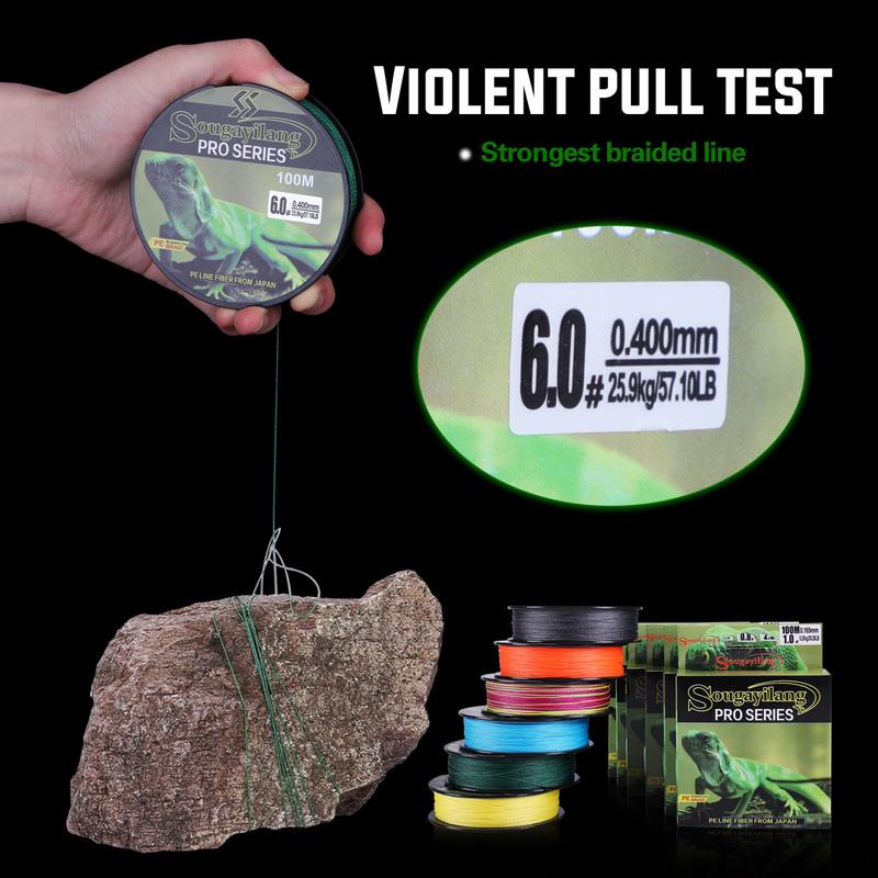 100M брендовая мультифиламентная леска, плетеная из 100% полиэтилена, рыболовные снасти от 12,12 до 57,1 фунтов, 100 м