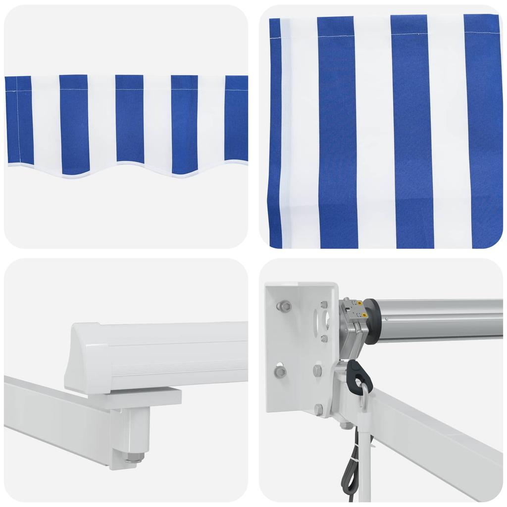 Electric Retractable Awning Blue and White 3.5 x 2 m