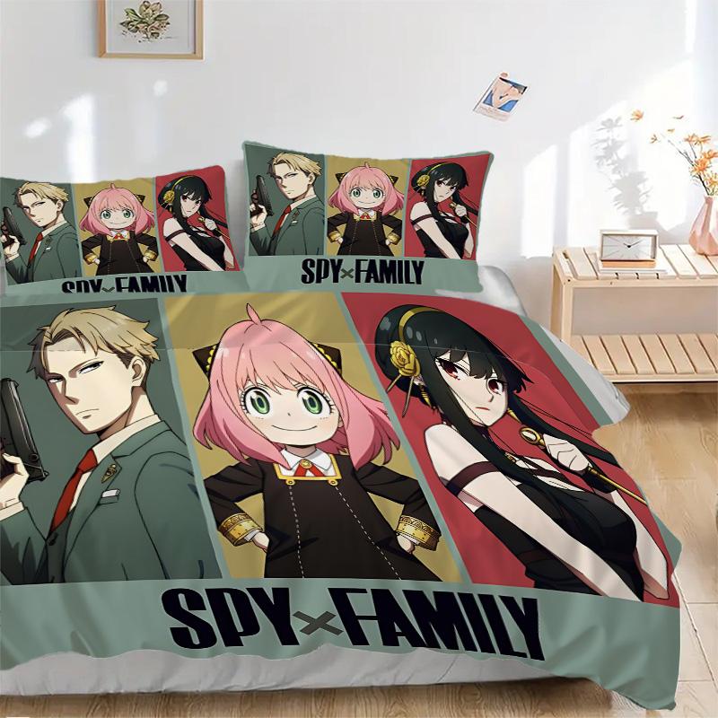Spy Family Adventure Print 3Pcs Bedding Setduvet Cover With 2 Bedropillowcase Home Birthday Gift