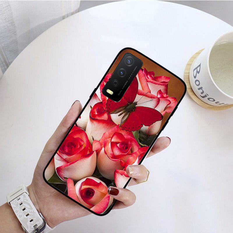 Чехол для телефона с красной бабочкой и розами для vivo Y31 Y30 Y33S Y11S Y12S Y17 Y20 Y20S Y21S Y1S Y53S Y15 Y19 Y91C V23, чехлы