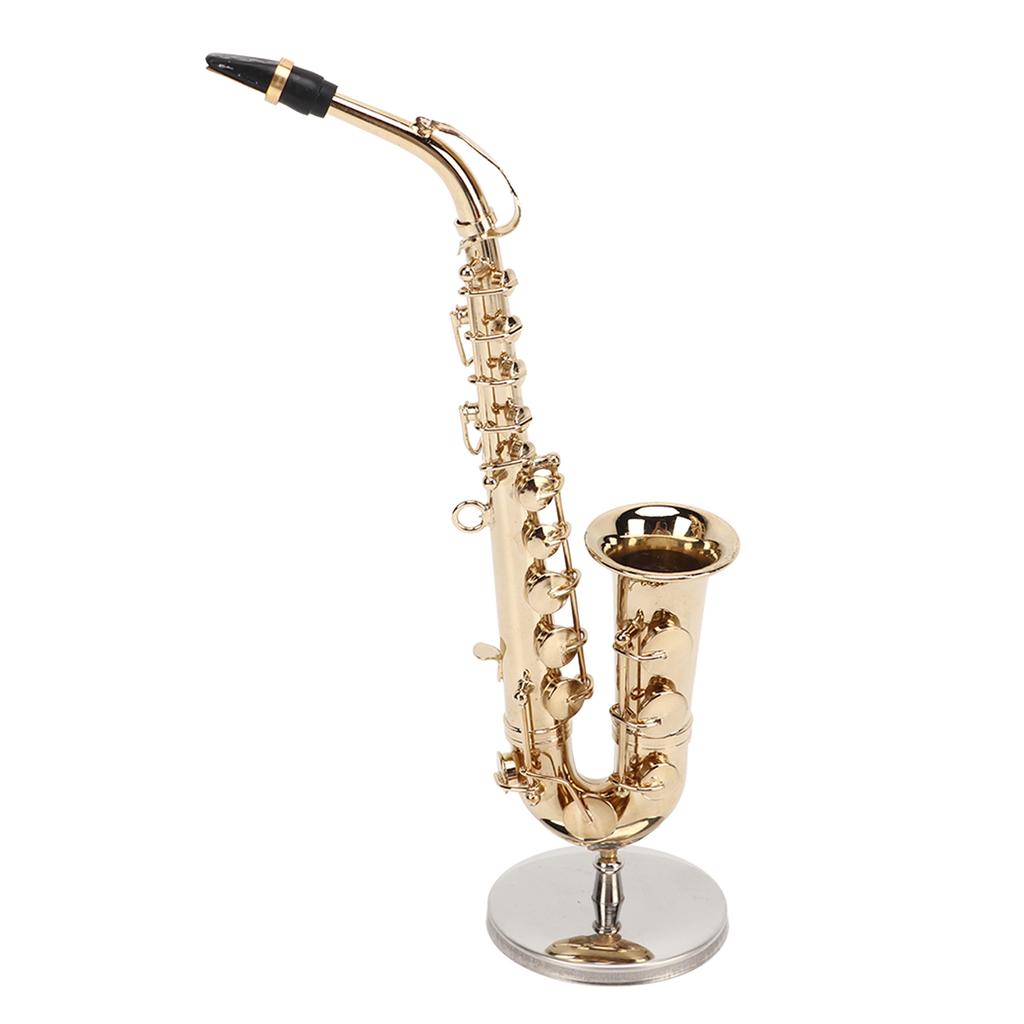 Миниатюрная копия альт-саксофона с подставкой и футляром Мини-саксофон музыкальный инструмент кукольный домик модель