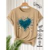 Elegant short-sleeved dress for women Heart-printed round neck T Shirt Suitable for spring wear Summer fashion comfortable soft breathable new