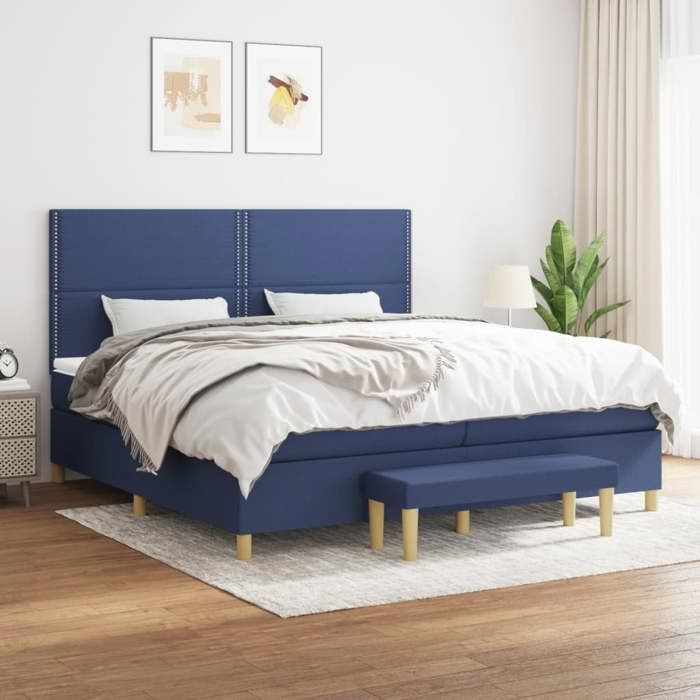 Maison Exclusive - Sommier à lattes de lit avec matelas Bleu 200x200 cm Tissu