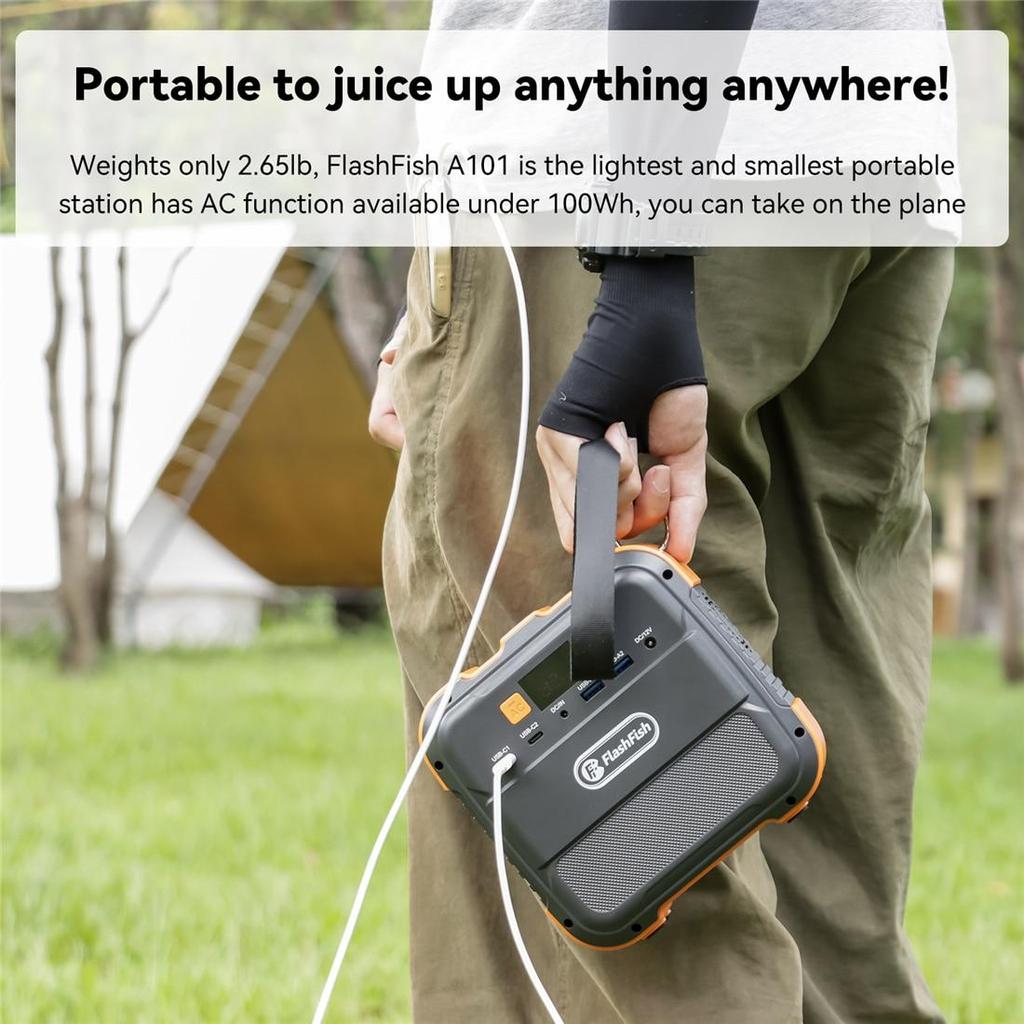 200~240V Portable Power Station 120W 98Wh Backup Lithium Battery DC AC Solar Generator Outdoors Camping Travel Hunting Blackout