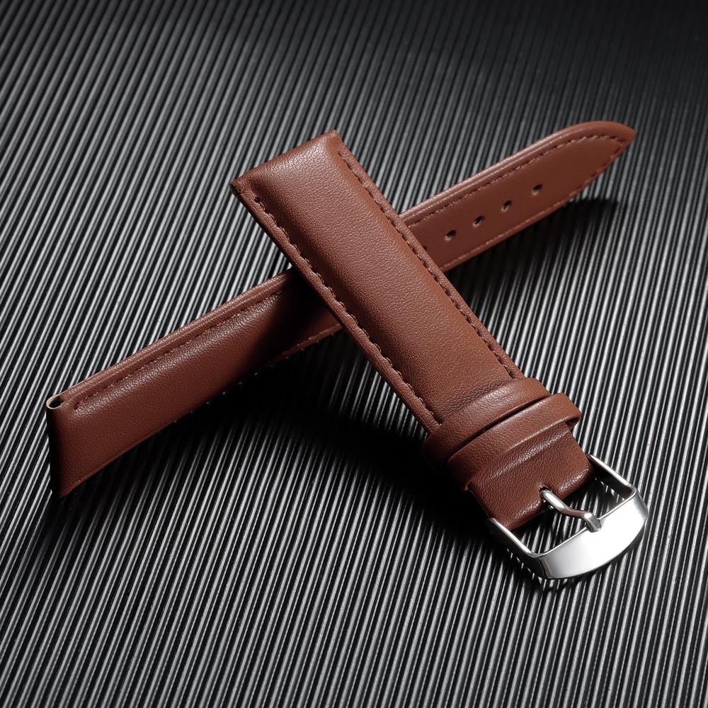 12mm 14mm 16mm 18mm 20mm 22mm 24mm Calfskin Leather Watchbands Soft Casual Wristwatch Band Starp with Stainless Steel Pin Buckle
