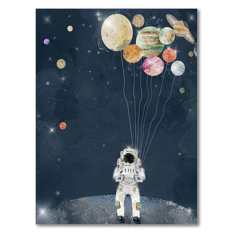 Детская комната Декор Космос Планета Искусство Печать Холст Картина Картины для Стены Украшения Настенные Картины Настенная Роспись